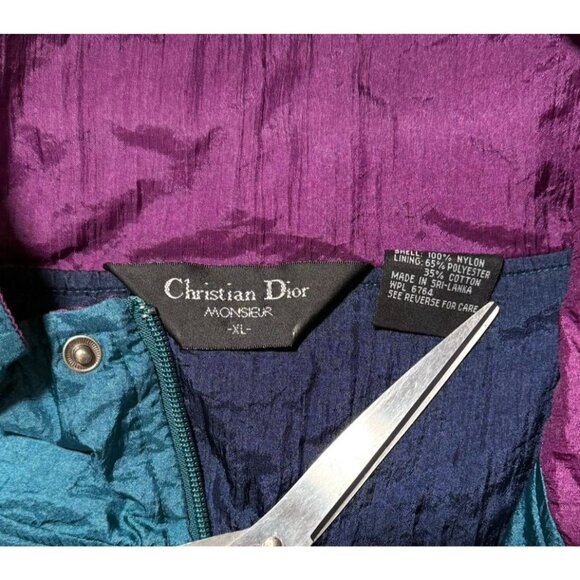 VTG Christian Dior Monsieur Mens XL Windbreaker Track Jacket 90s Color block - Picture 3 of 10